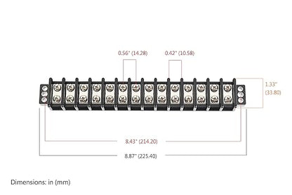 GLOSO TBD Double Row Stainless Terminal Blocks, Marine Grade, 10-22 AWG Cu - 1 Pack