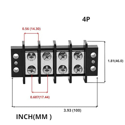 GLOSO TBD Double Row Stainless Terminal Blocks, Marine Grade, 10-22 AWG Cu - 1 Pack