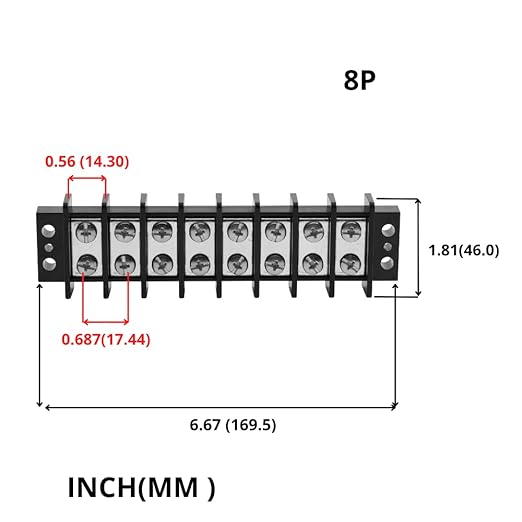 GLOSO TBD Double Row Stainless Terminal Blocks, Marine Grade, 10-22 AWG Cu - 1 Pack