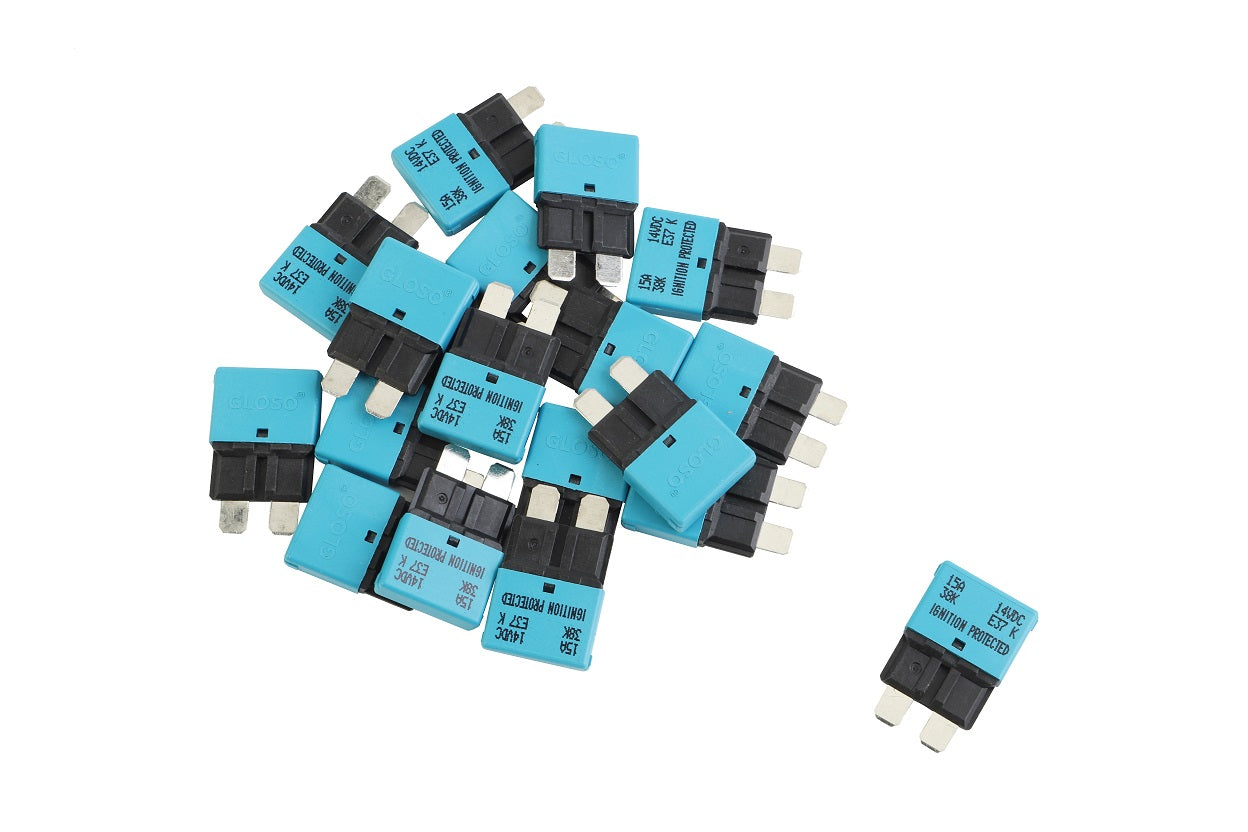 GLOSO E37 Auto (T1) Reset Low Profile ATC/ATO Circuit Breakers Fuse 20 Pack (3A-30A)