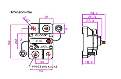 GLOSO E69 Manual  (T3) Reset Mid Range Mini Surface Mount Circuit Breakers (10A-60A)