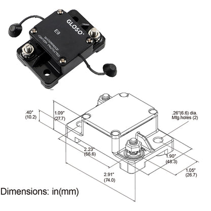 GLOSO E97 T1 Surface Mount Waterproof IP67 Hi-Amp Circuit Breaker (25A-150A)