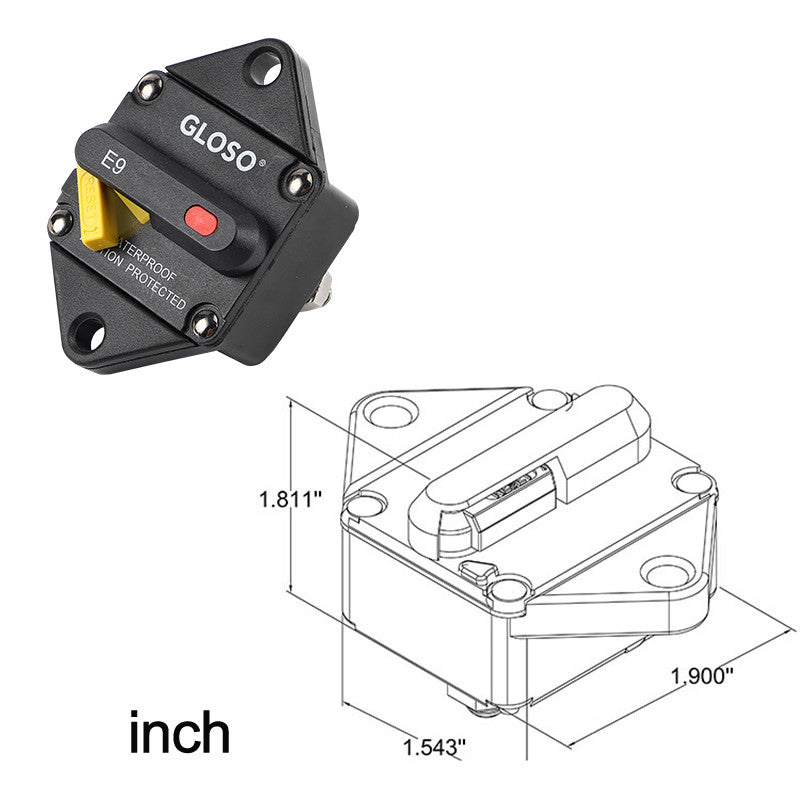 GLOSO E9Q T3 with Recessed Push Button Panel Mount IP67 Circuit Breaker (25A-150A)